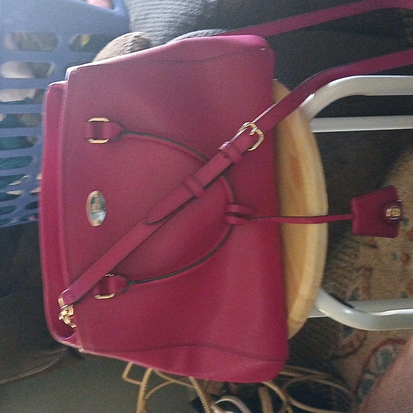 Fuschia Coach Purse with crossbody strap - Picture 2 of 4